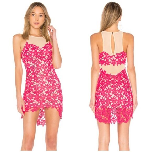 NWT Lovers + Friends Larissa Lace Mesh Mini Dress - Picture 1 of 3